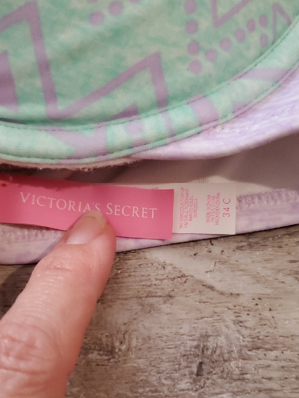 Victoria's Secret Mint Green & Lilac Bikini Top - Picture 3 of 7